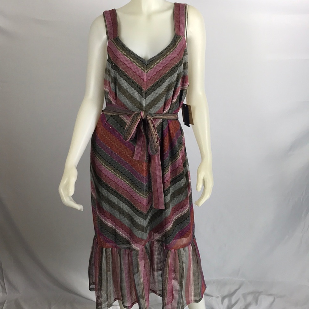 Rachel Roy Finn Multicolor Chevron Midi Dress Size 1X